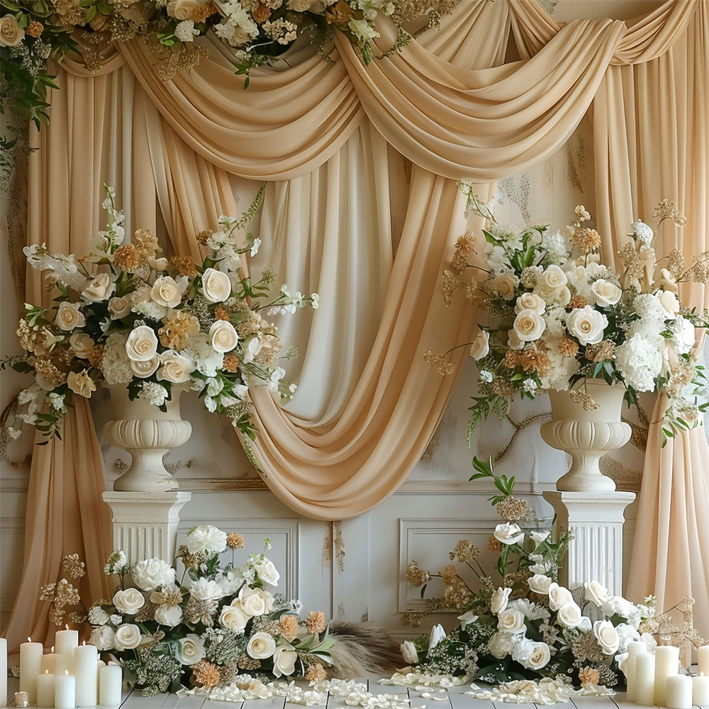 Muttertag Fotohintergrund Golden Champagner Floral Drape Backdrop GQ2-89