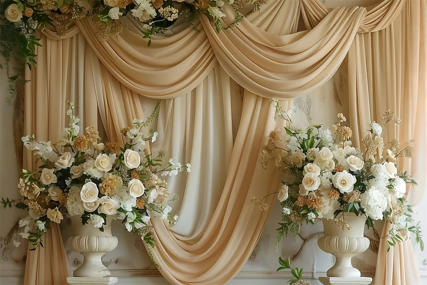 Muttertag Fotohintergrund Golden Champagner Floral Drape Backdrop GQ2-89