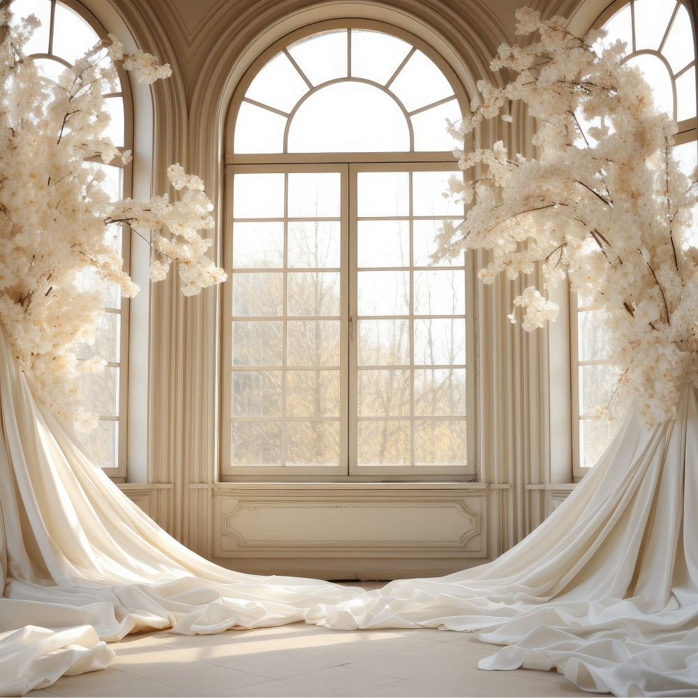 Muttertagskulisse Elegant Elfenbeinblüten Fensterhintergrund GQ2-94