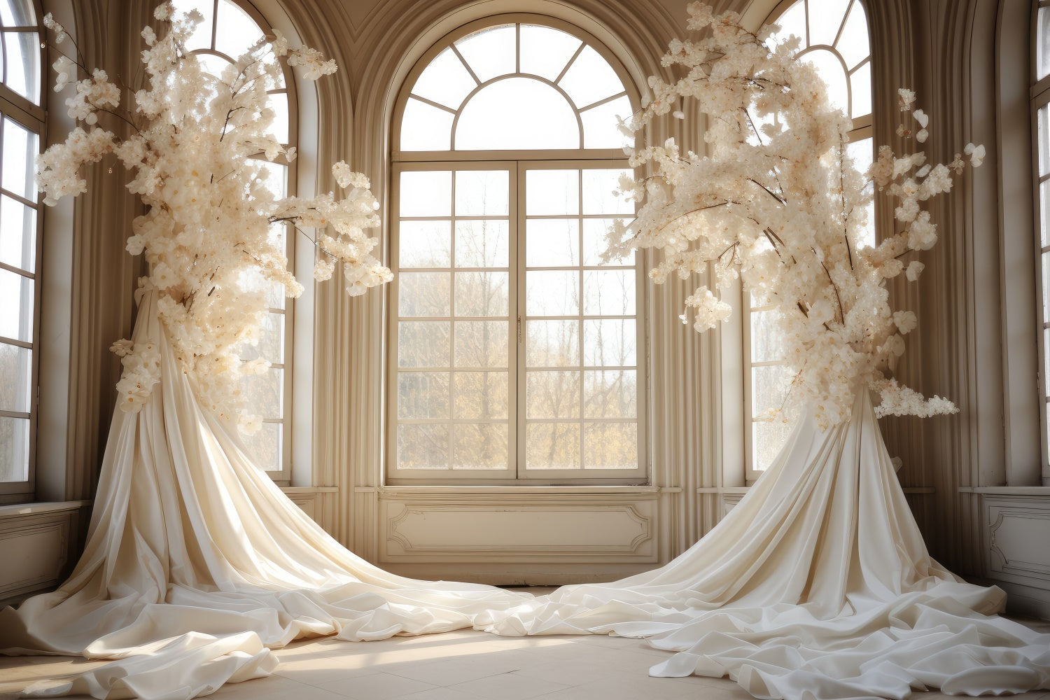 Muttertagskulisse Elegant Elfenbeinblüten Fensterhintergrund GQ2-94