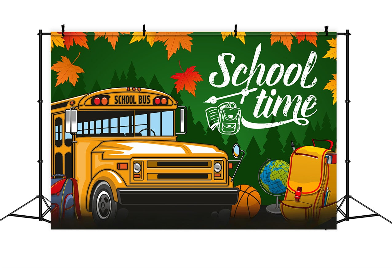 Zurück zu Schule Backdrops Gelber Schulbus Blätter Backdrop GQ3-107