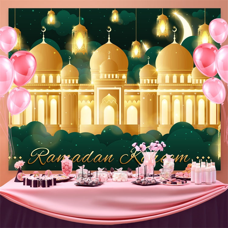 Ramadan Backdrops Goldener Palast Moschee Lichter Backdrop GQ3-11