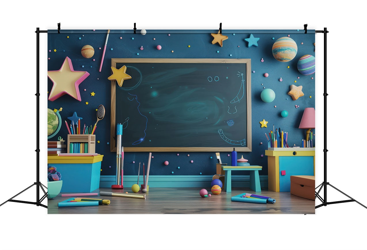 Backdrop Back To School Space-Themed Klassenzimmer Hintergrund GQ3-110