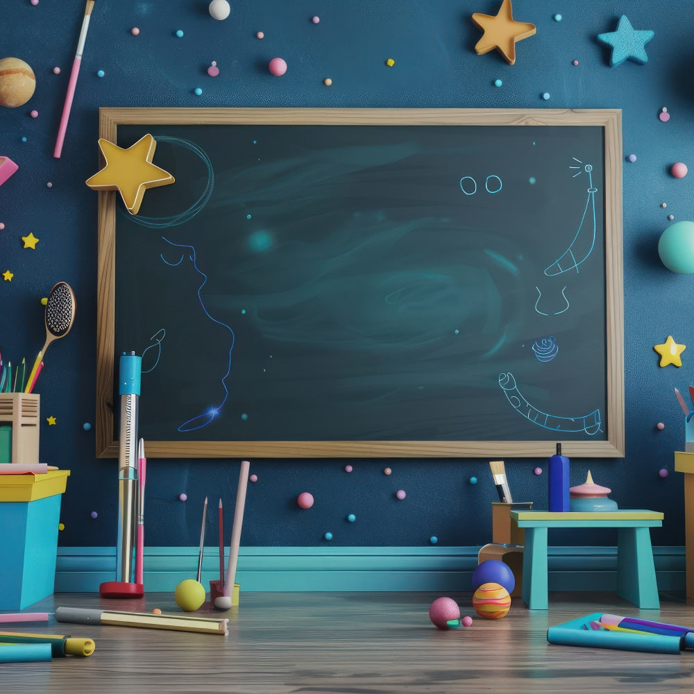 Backdrop Back To School Space-Themed Klassenzimmer Hintergrund GQ3-110