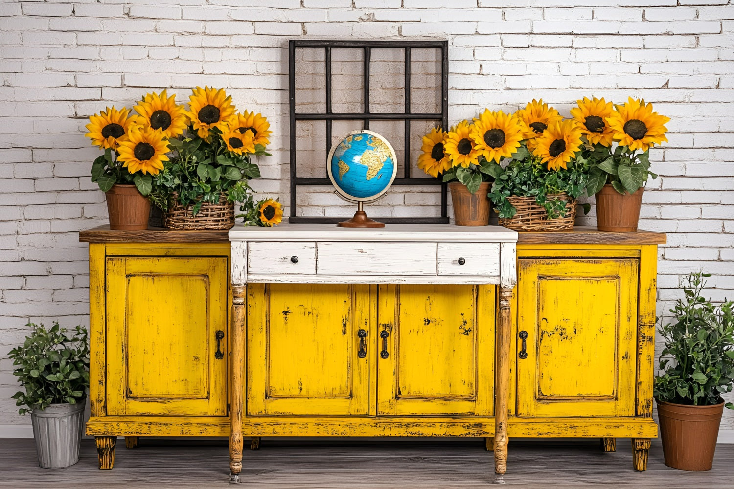 Zurück zu Schule Fotografie Backdrops Klassenzimmer Sonnenblume Wall Backdrop GQ3-121
