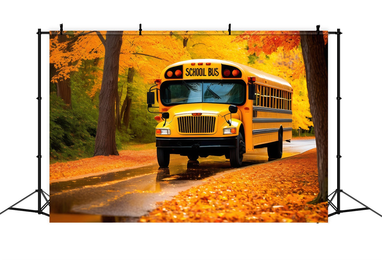 Zurück zu Schule Fotografie Backdrops Herbstblätter Schulbus Backdrop GQ3-128