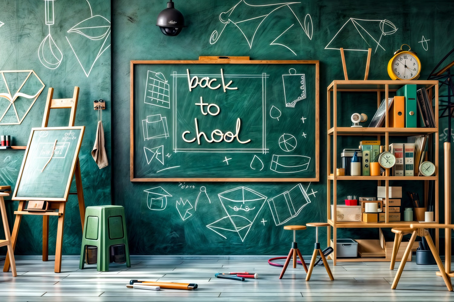 Back To School Backdrops Grün Kreidetafel Math Klassenzimmer Backdrop GQ3-132