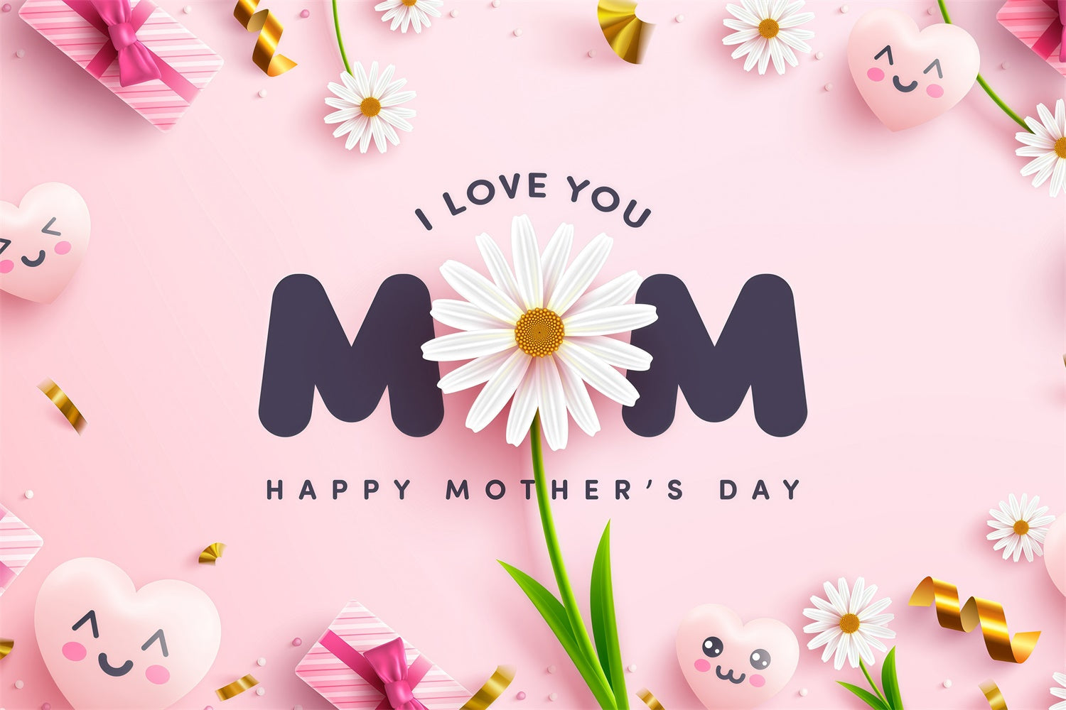 Muttertag-Hintergrund-Ideen Verspieltes Herz Blumen benutzerdefinierte Kulisse GQ3-134