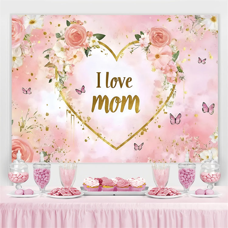 Backdrops für Muttertag Gold Frame Floral Personalisierte Backdrop GQ3-136