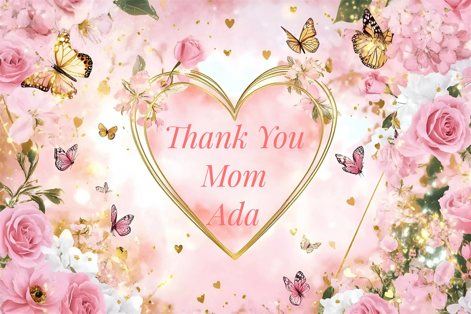 Hintergrund für Muttertag Pastell Floral Gold Herz benutzerdefinierte Hintergrund GQ3-139