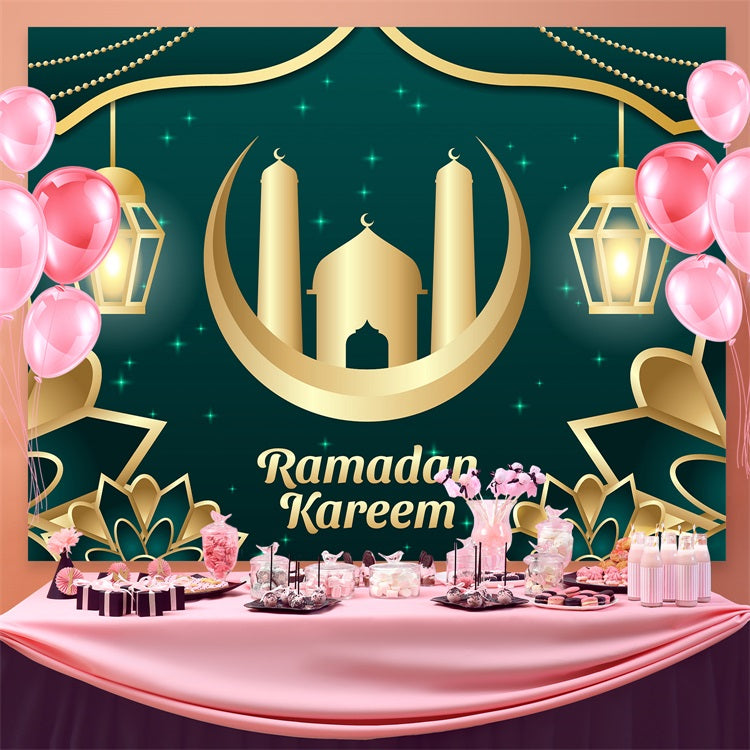 Ramadan Mubarak Hintergrundkulisse Glühender goldener Palast Hintergrundkulisse GQ3-14