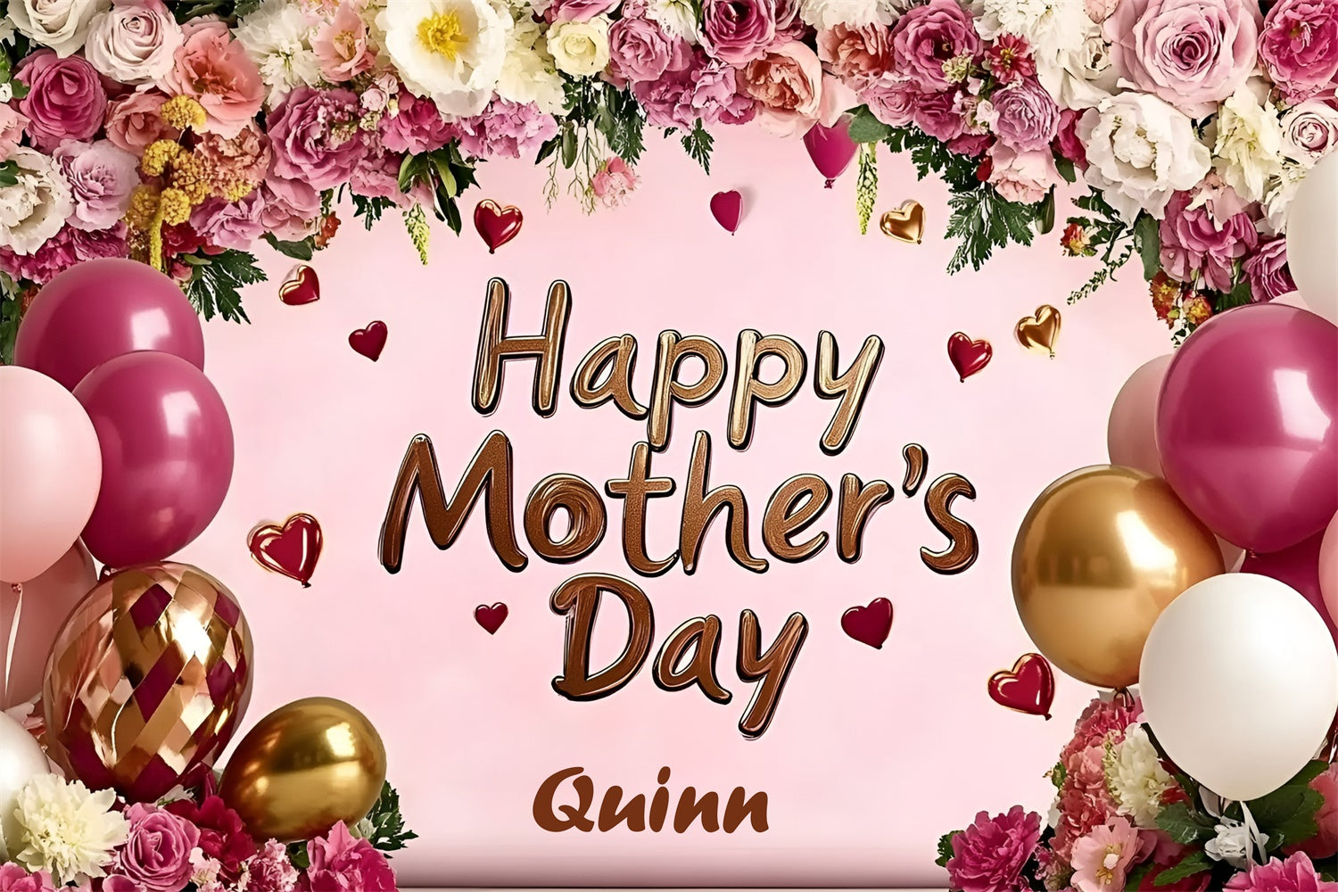 Muttertagskulisse Rose Bogengang Ballon Individuelles Hintergrundbild GQ3-140