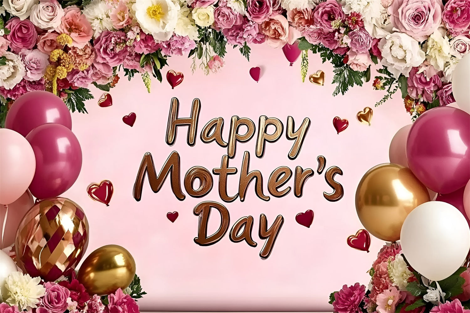 Muttertagskulisse Rose Bogengang Ballon Individuelles Hintergrundbild GQ3-140