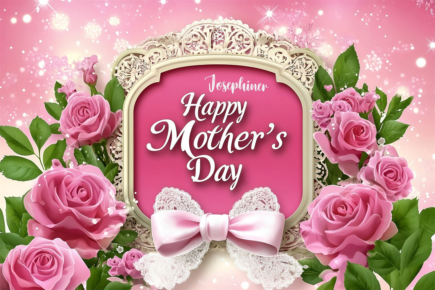 Backdrops für Muttertag Elegante Rose Spitze Schleife Personalisierte Backdrop GQ3-147