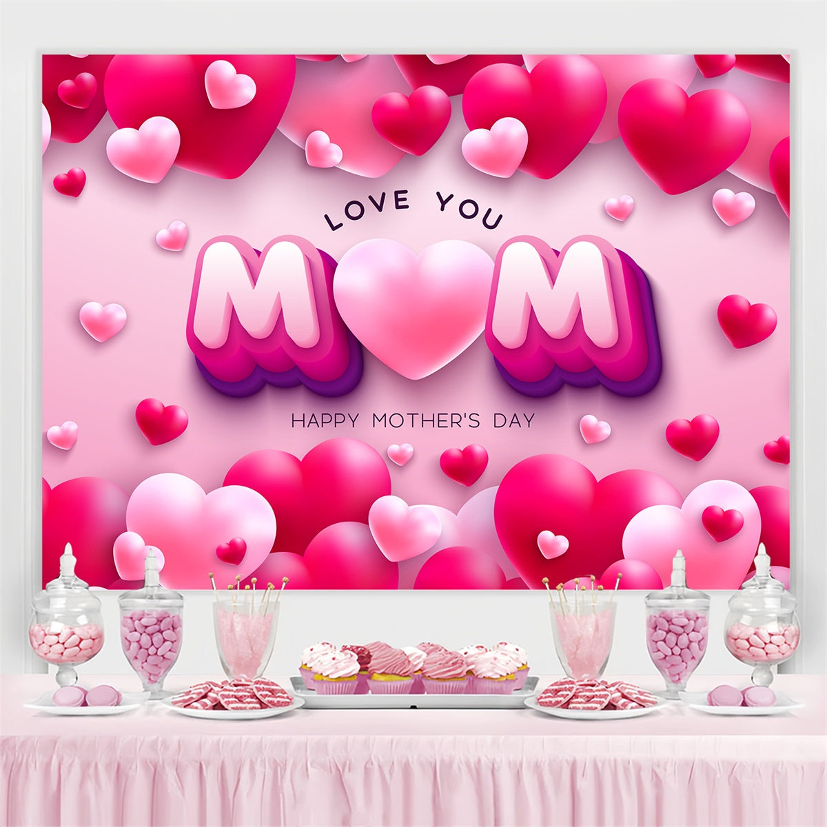 Hintergrund für Muttertag Rosa Liebe Luftballons Personalisierte Hintergrund GQ3-155