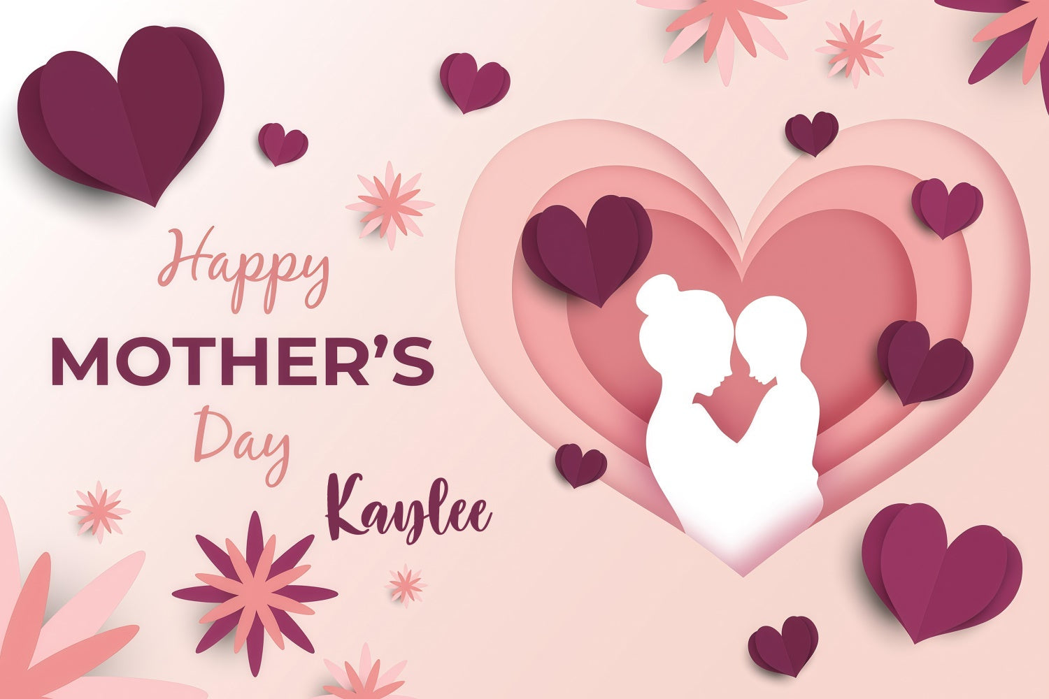 Hintergrund für Muttertag Silhouette Herz Floral Custom Backdrop GQ3-156