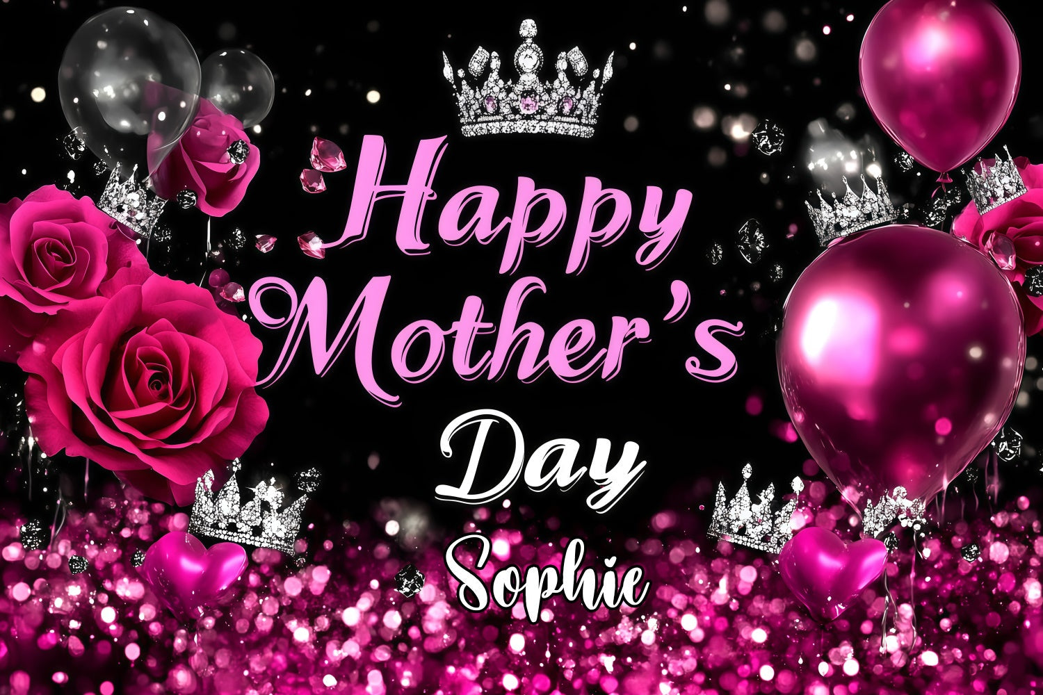 Muttertagskulisse Crown Rose Sparkle Personalisierte Kulisse GQ3-157