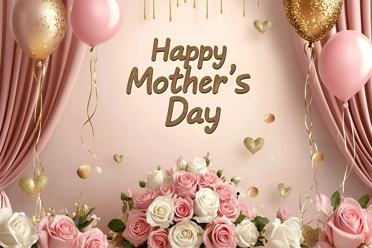 Muttertag Fotokulisse Rosa Rosen Ballon Individuell gestaltete Kulisse GQ3-159