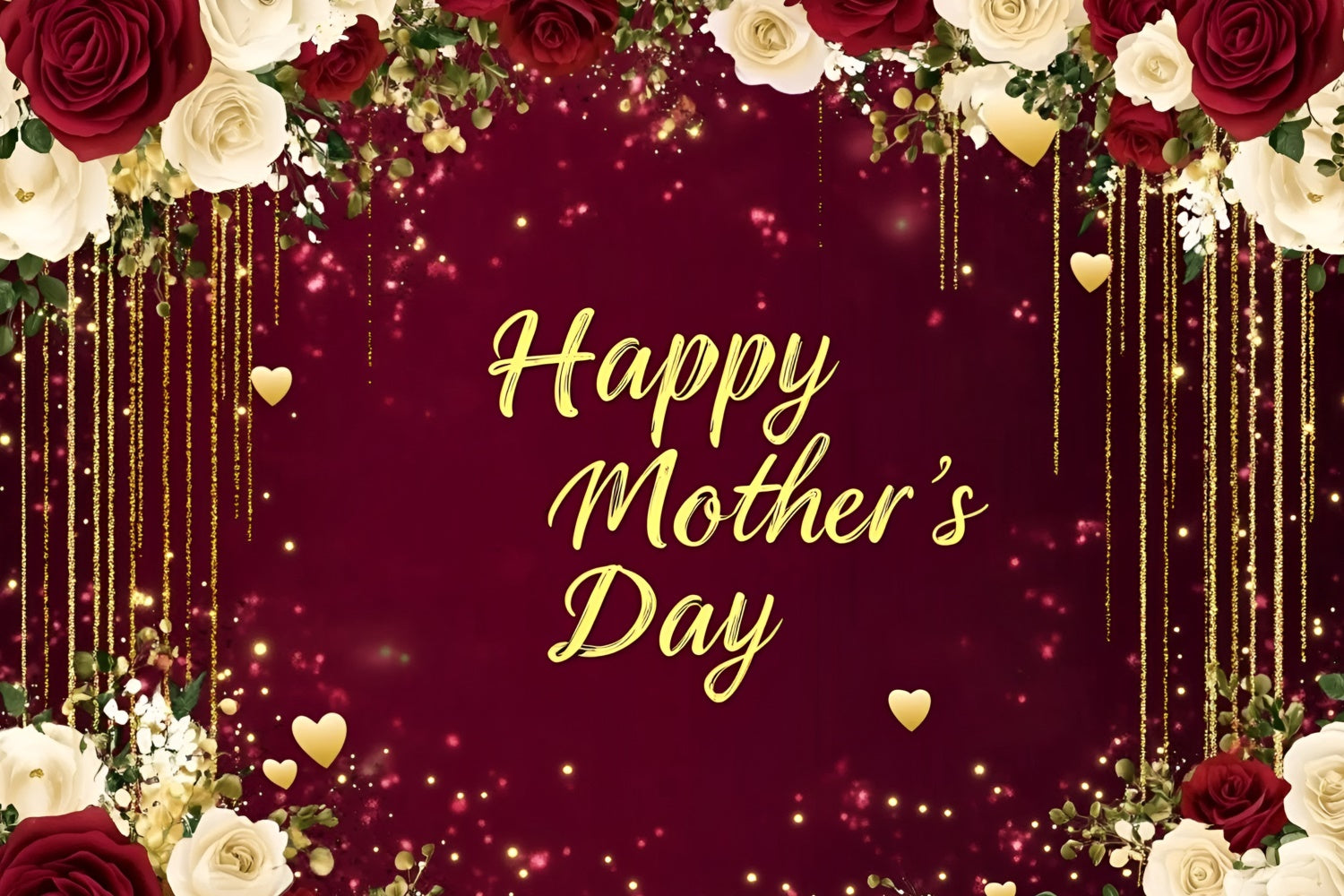 Hintergrund für Muttertag Rose Golden Sparkles Individuelles Hintergrundbild GQ3-162