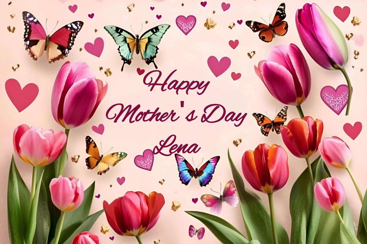 Backdrops für Muttertag Tulpenblüte Schmetterling Custom Backdrop GQ3-164