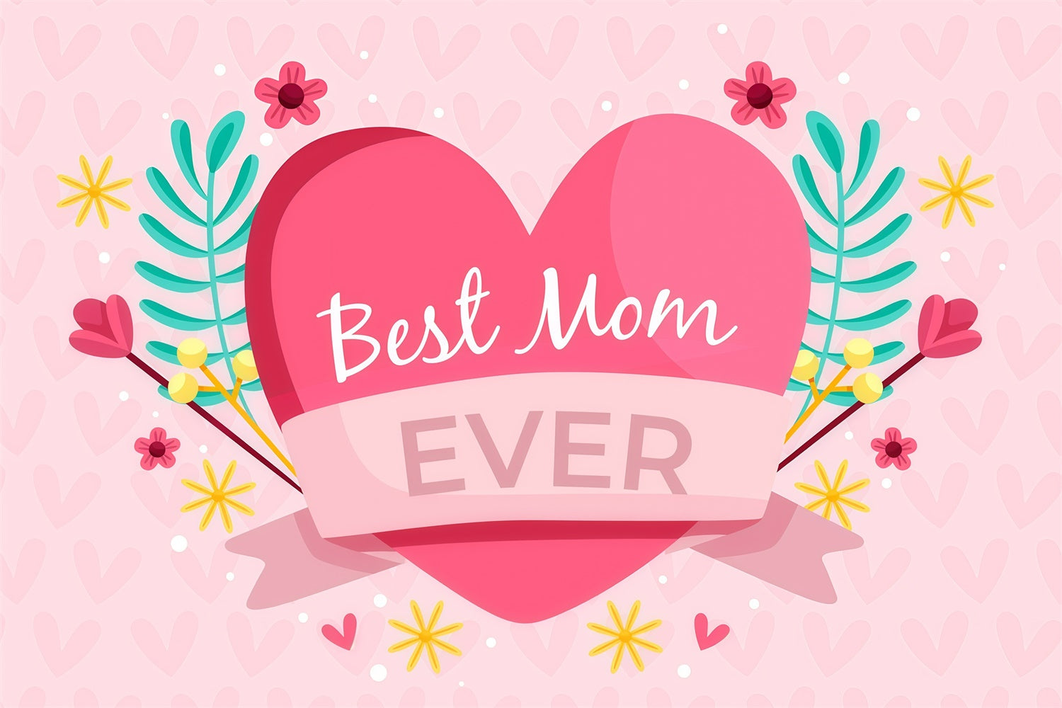 Muttertagskulisse Rosa Herz Blumen Personalisierte Kulisse GQ3-165