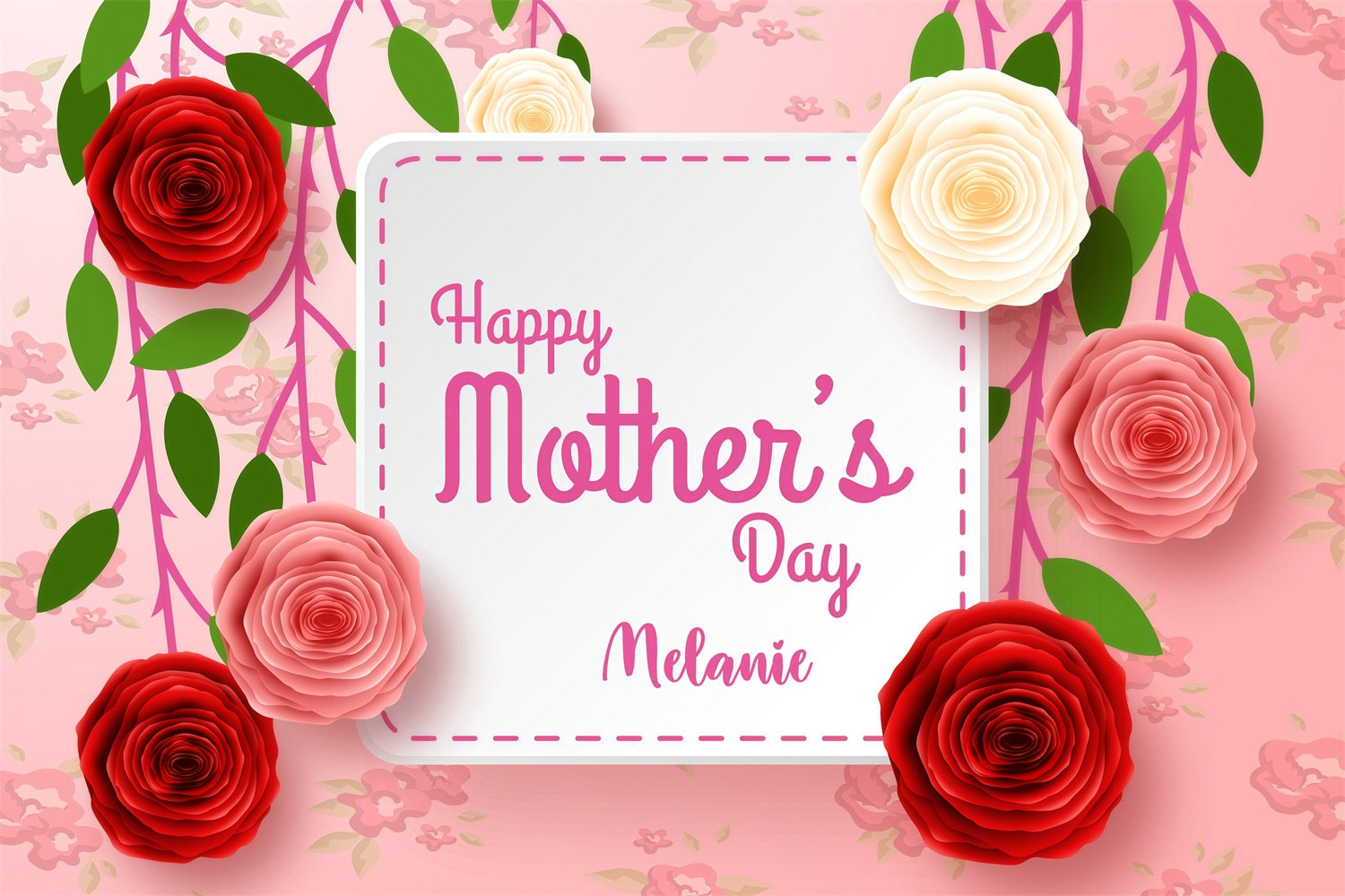 Fotohintergrund zum Muttertag Zarte Rosenranken Individuell gestalteter Hintergrund GQ3-168