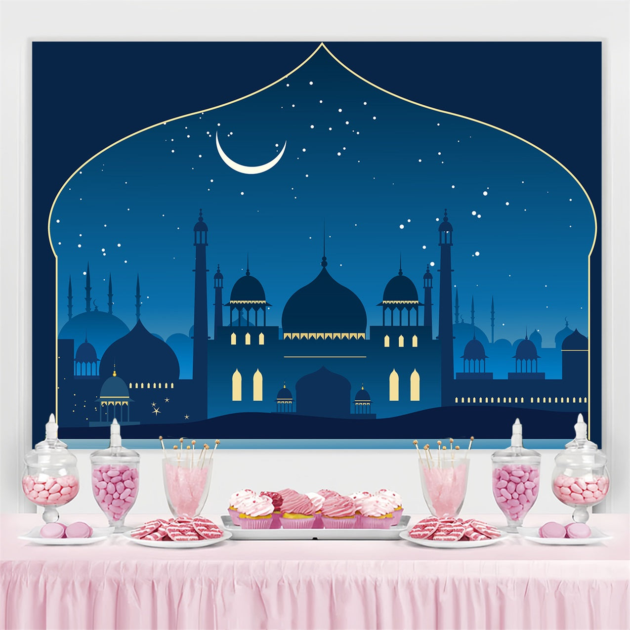 Ramadan Backdrops Sternennacht Blaue Moschee Backdrop GQ3-17