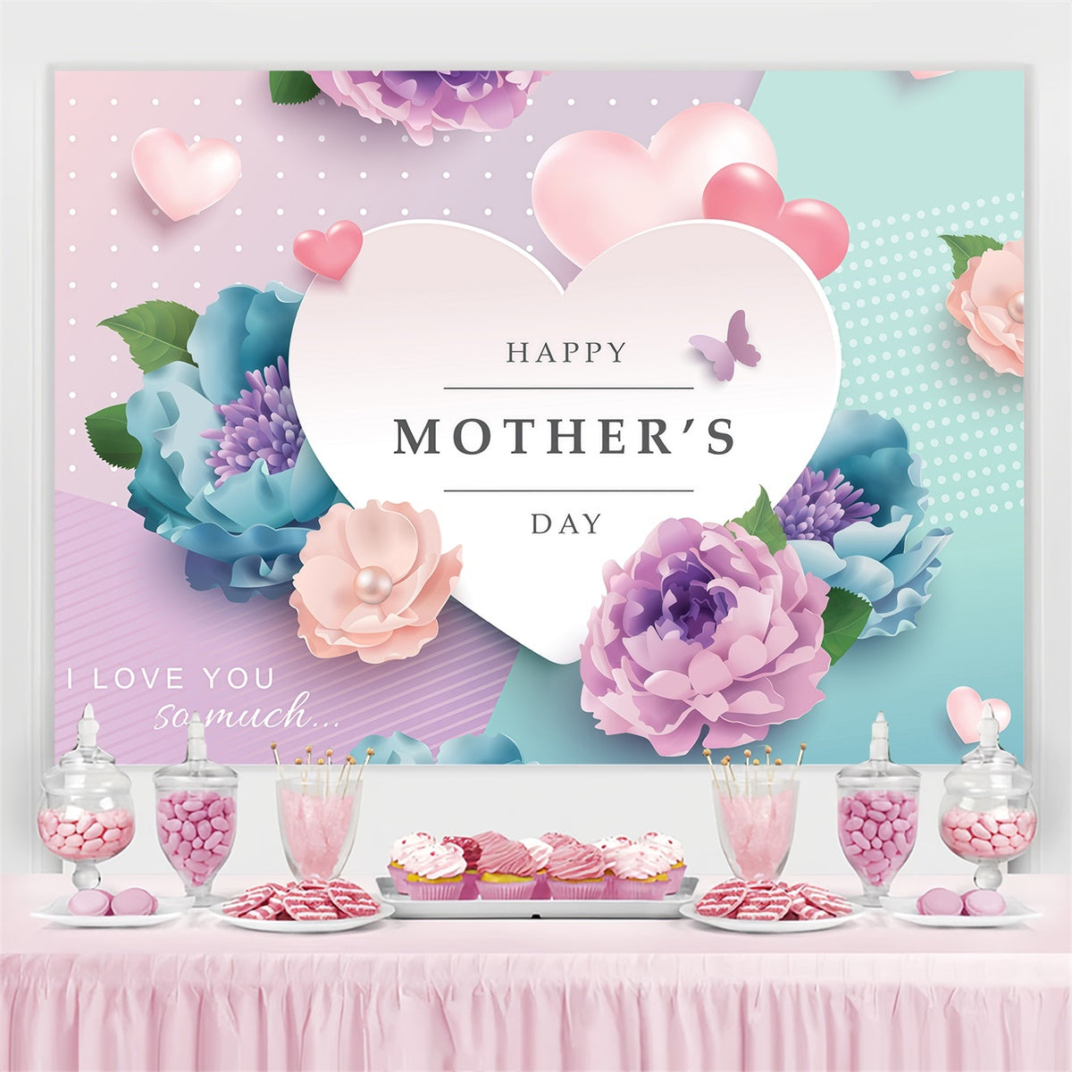 Muttertagskulisse Ideen Pastell Blumen Charme Customized Hintergrund GQ3-171