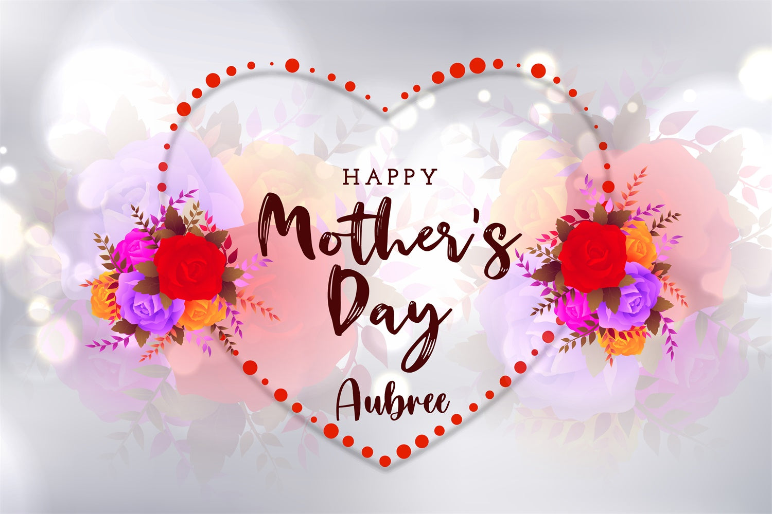 Backdrops für Muttertag Glow Heart Floral Personalisierte Backdrop GQ3-176