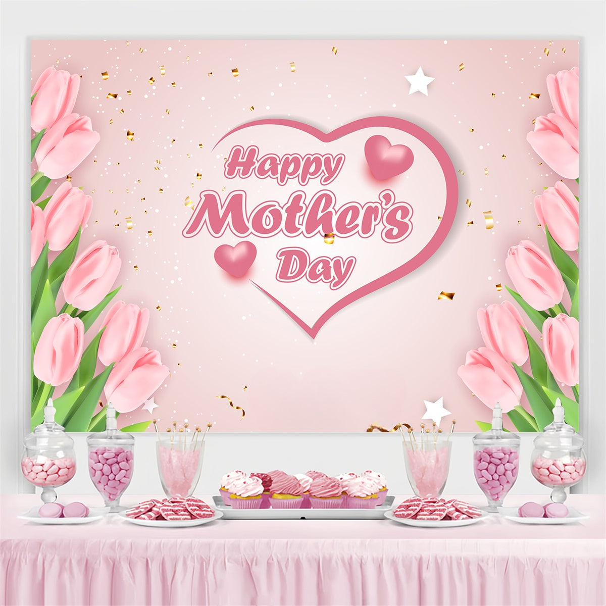 Muttertagskulissen Rosa Tulpen Romantisch Individuelles Hintergrundbild GQ3-183