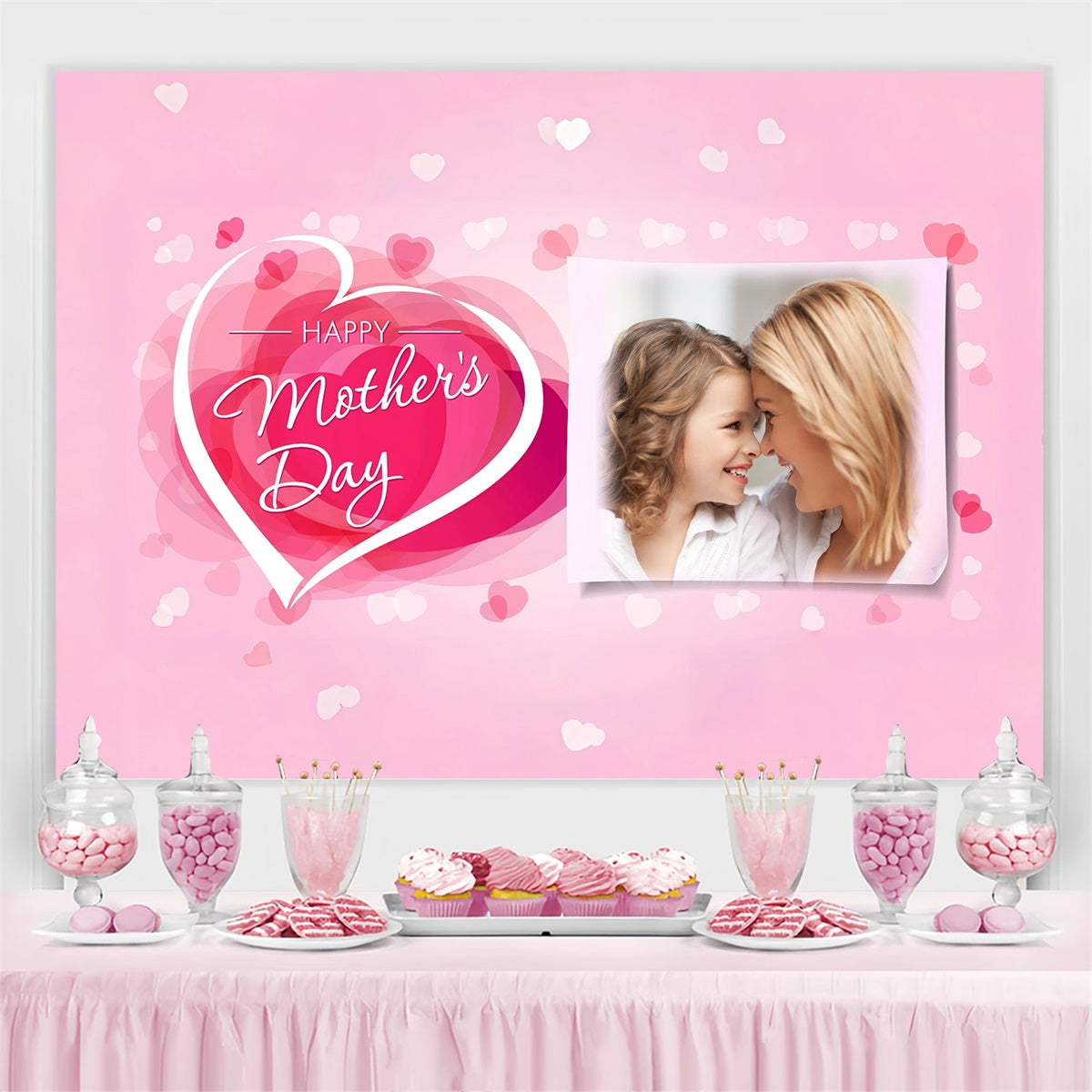 Muttertag Fotohintergrund Schwebende Herzen Rosa Individuell gestalteter Hintergrund GQ3-188