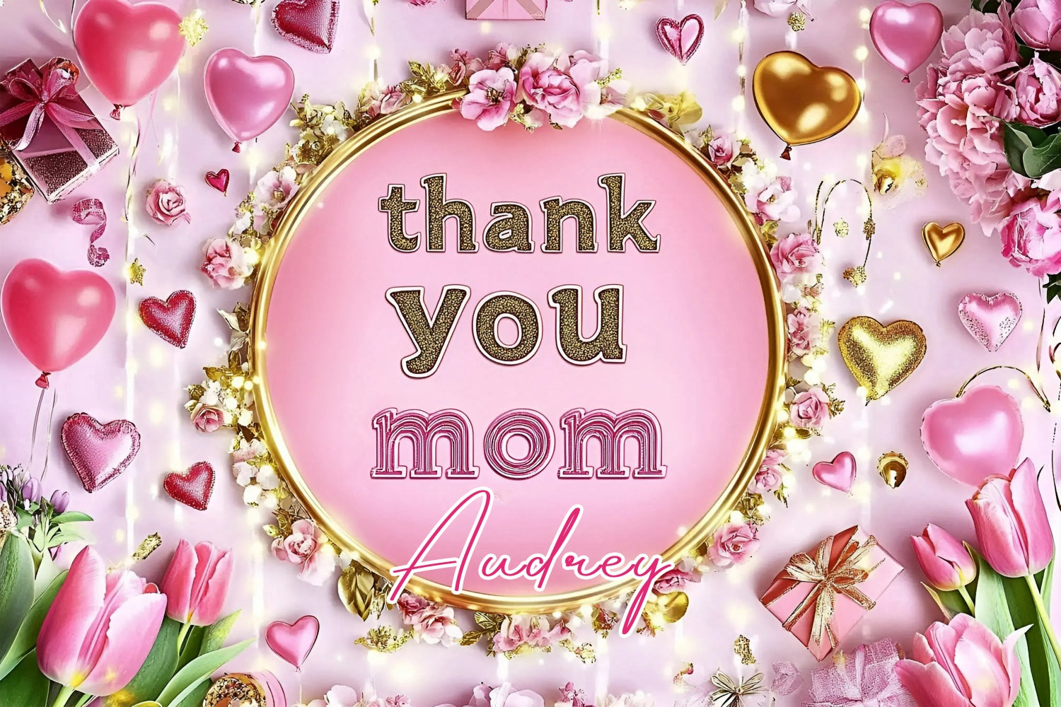 Hintergrund für Muttertag Glühende Herzballons Floral Individuelles Hintergrundbild GQ3-200