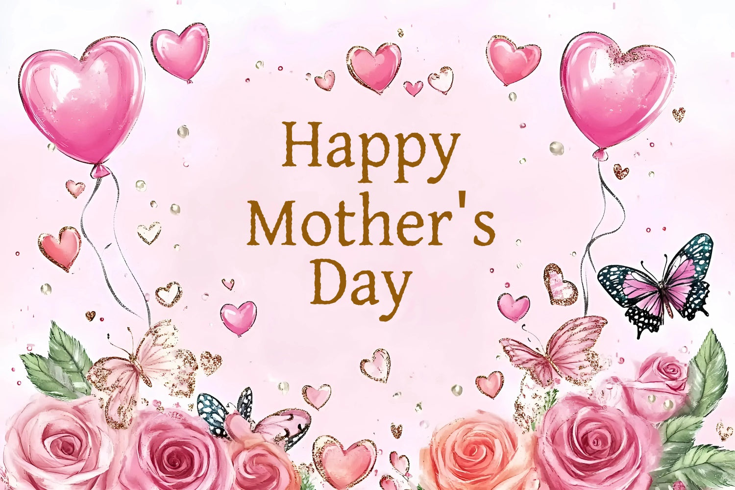 Muttertag Fotokulisse Rosa Schmetterling Rose Personalisierte Fotokulisse GQ3-201