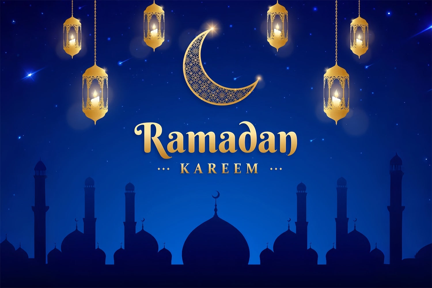 Ramadan Backdrops Goldene Sichel Laterne Nacht Backdrop GQ3-21