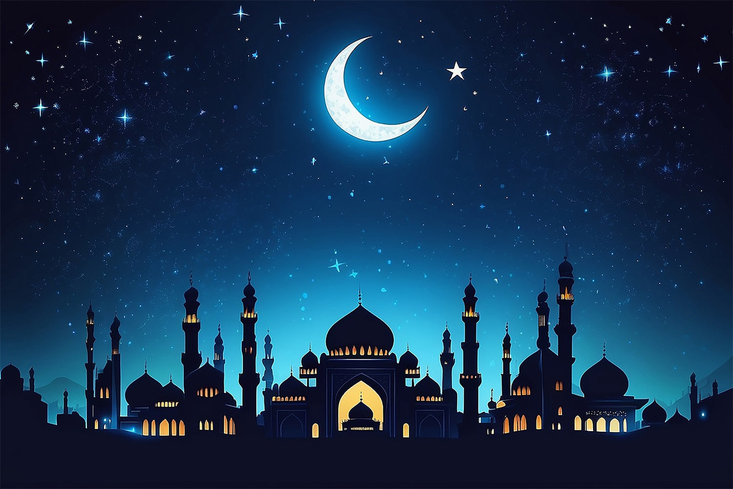 Ramadan Mubarak Backdrop Glühender Palast Halbmond Backdrop GQ3-22