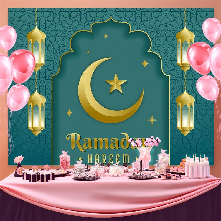 Ramadan Backdrops Eleganter Torbogen Sichel Laterne Backdrop GQ3-23