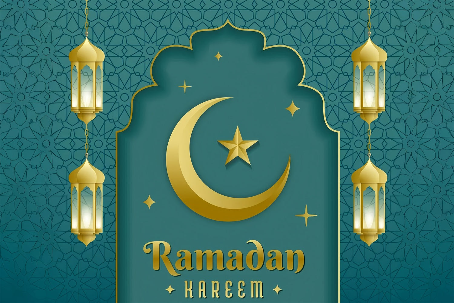 Ramadan Backdrops Eleganter Torbogen Sichel Laterne Backdrop GQ3-23