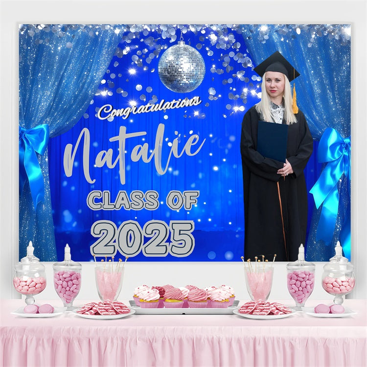 Custom Graduation Backdrop Glitter Drapes Blau Graduation Party Backdrop GQ3-239
