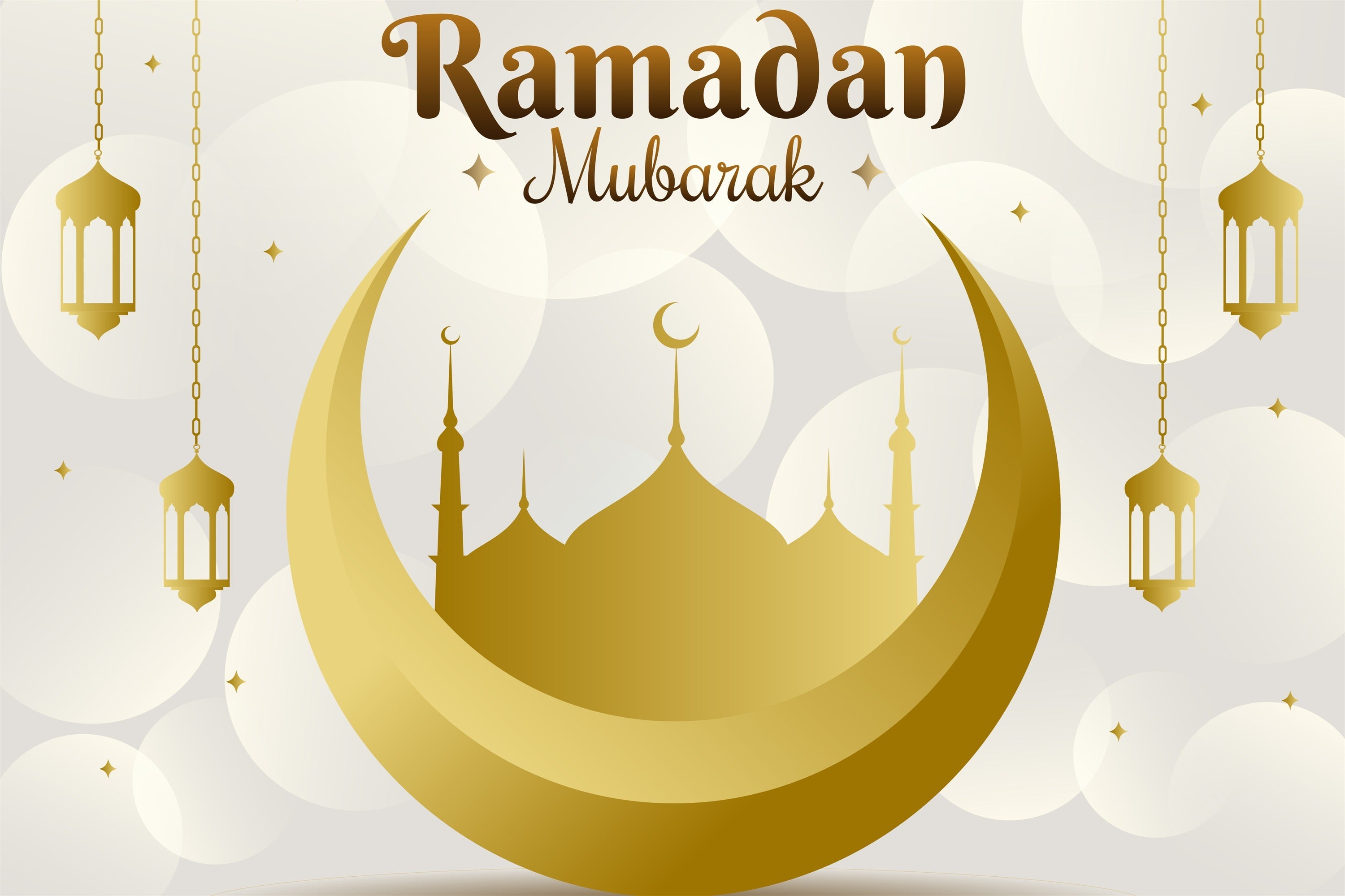 Ramadan Mubarak Backdrop Goldene Mondsichel Hängende Laternen Backdrop GQ3-24