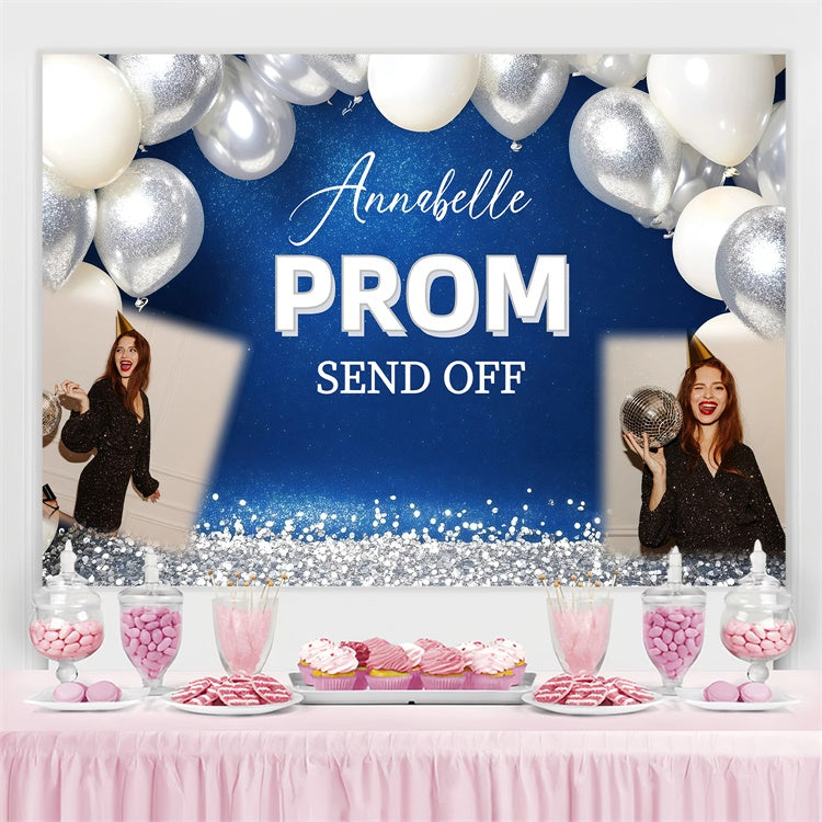 Prom Backdrop Silber Konfetti Ballon Graduation Party benutzerdefinierte Kulisse GQ3-240