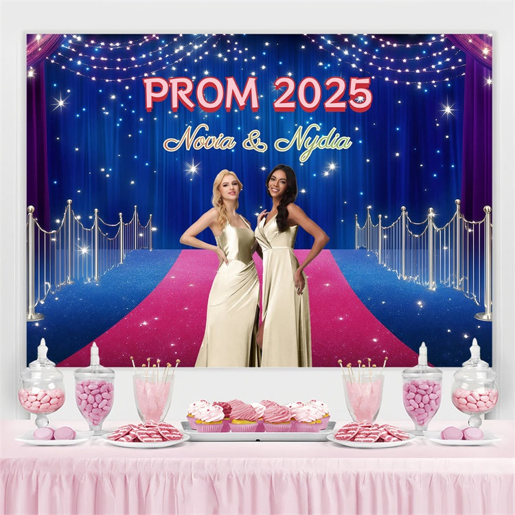 Prom Backdrops Glitzernde Blauer Vorhang Graduation Party Custom Backdrop GQ3-243