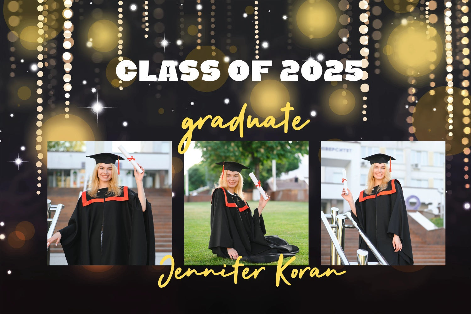 Benutzerdefinierte Graduation Backdrop Sparkling String Lights Graduation Party Backdrop GQ3-249