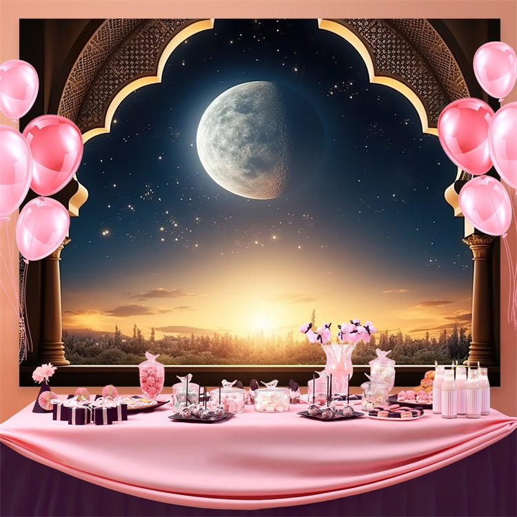 Ramadan Backdrops Majestätischer mondbeschienener Torbogen Backdrop GQ3-25