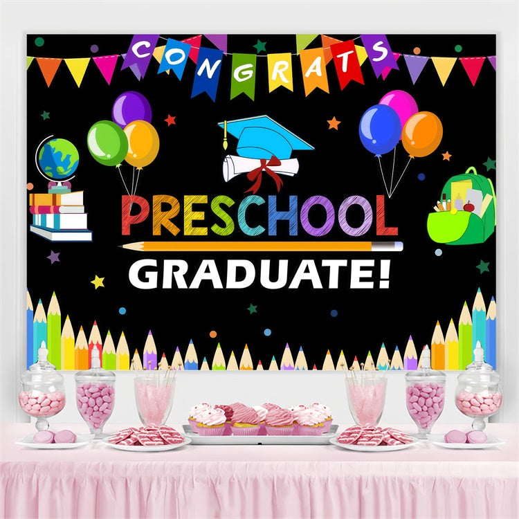 Preschool Graduation Backdrop Regenbogen Bleistift Graduation Party Hintergrund GQ3-255