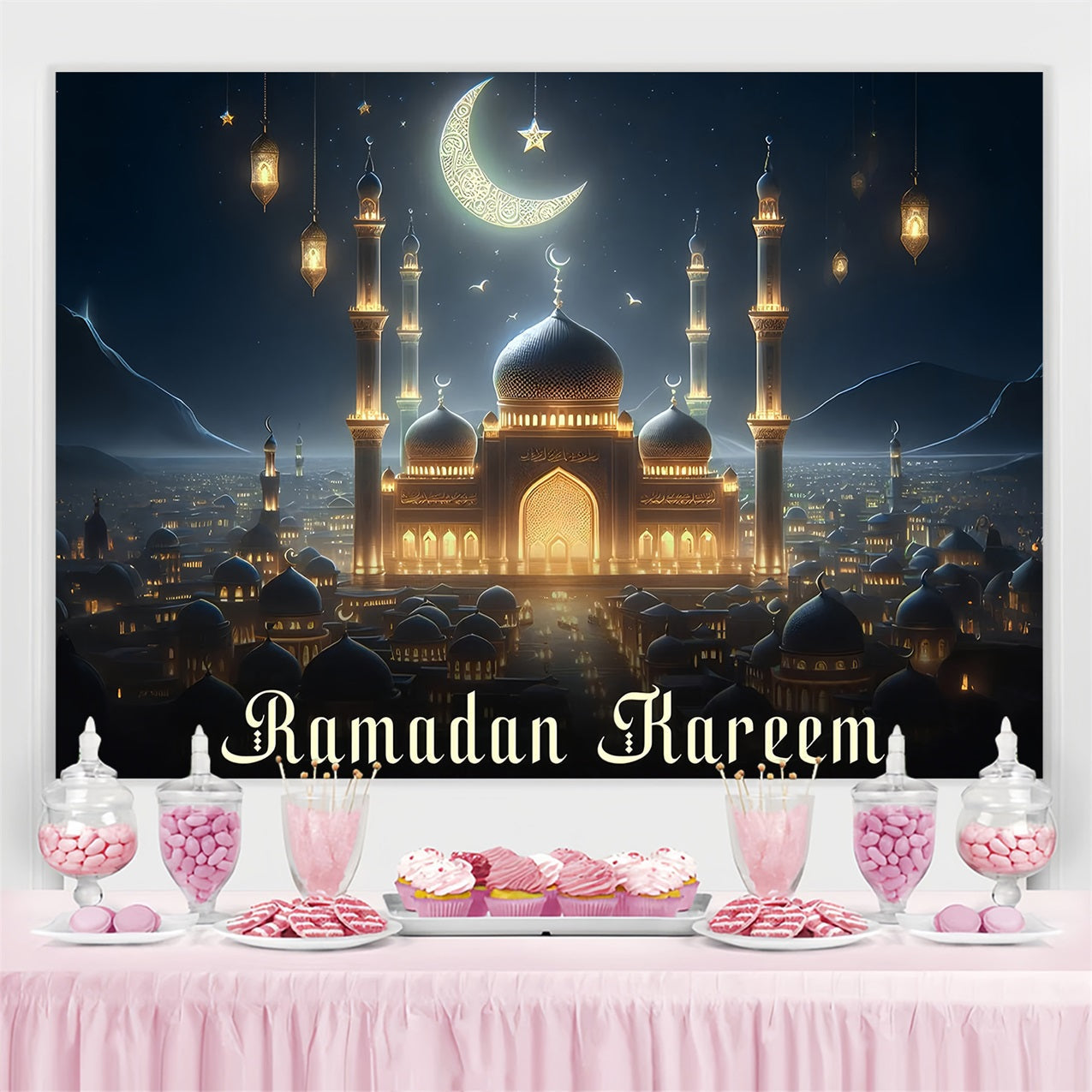Ramadan Backdrops Sternennacht Moschee Backdrop GQ3-26
