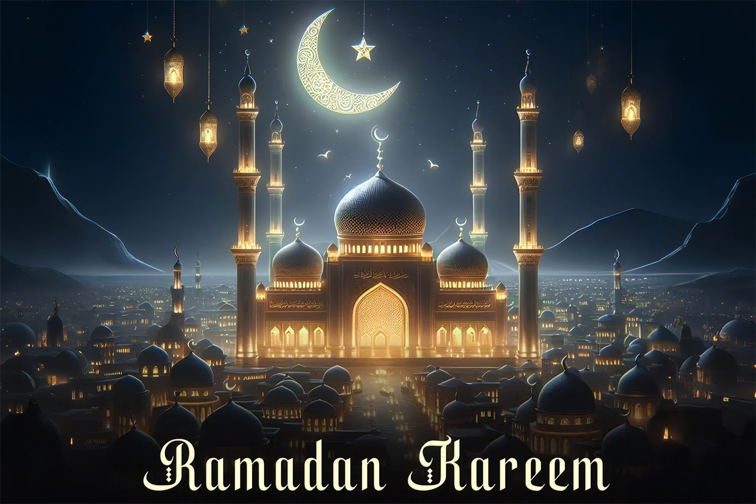Ramadan Backdrops Sternennacht Moschee Backdrop GQ3-26