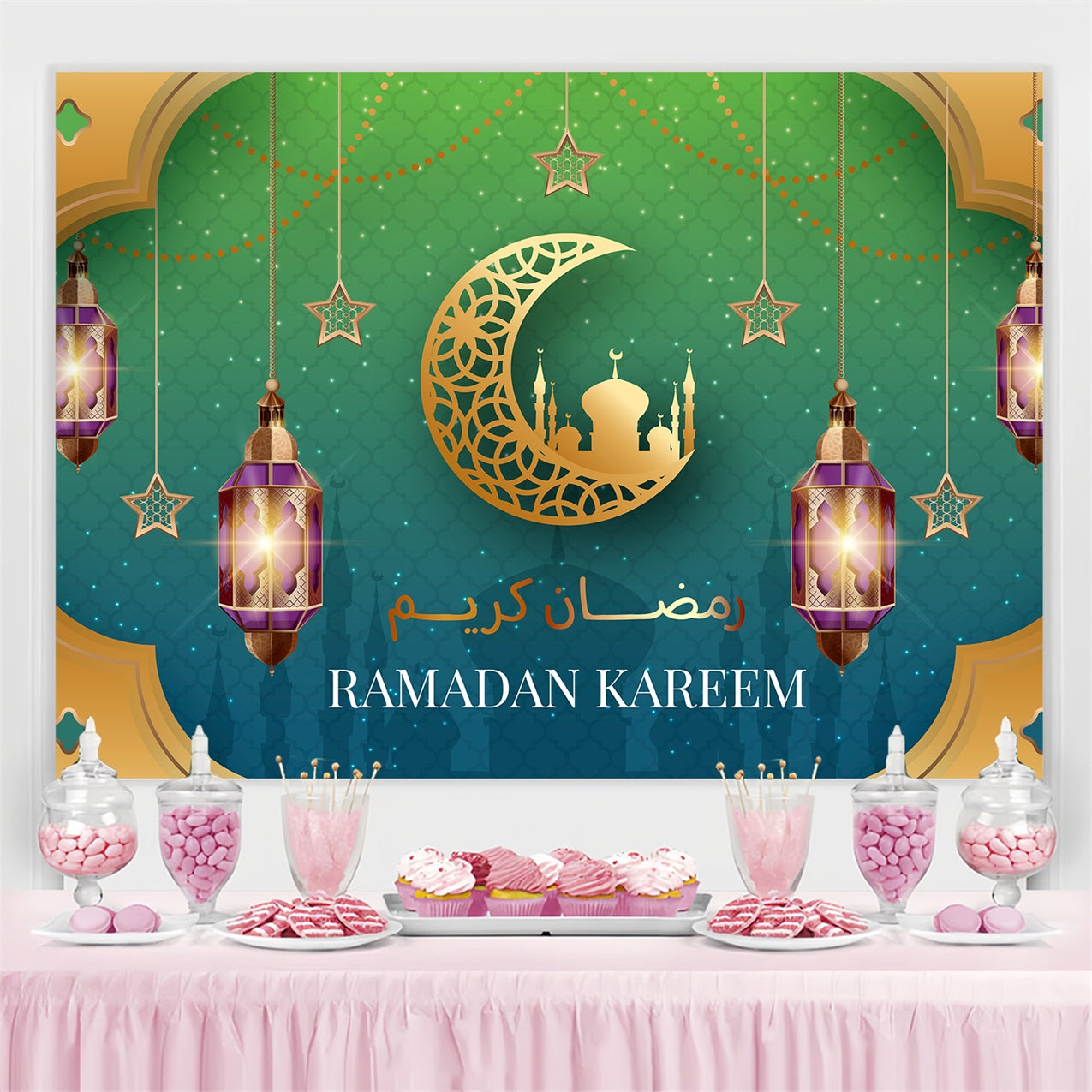Ramadan Backdrops Lebendiges Laternenfest Backdrop GQ3-3