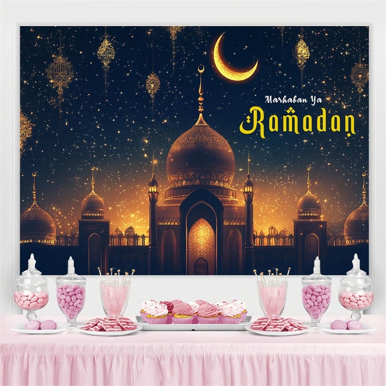 Ramadan Mubarak Backdrop Sternenhimmel Moschee Nacht Backdrop GQ3-30