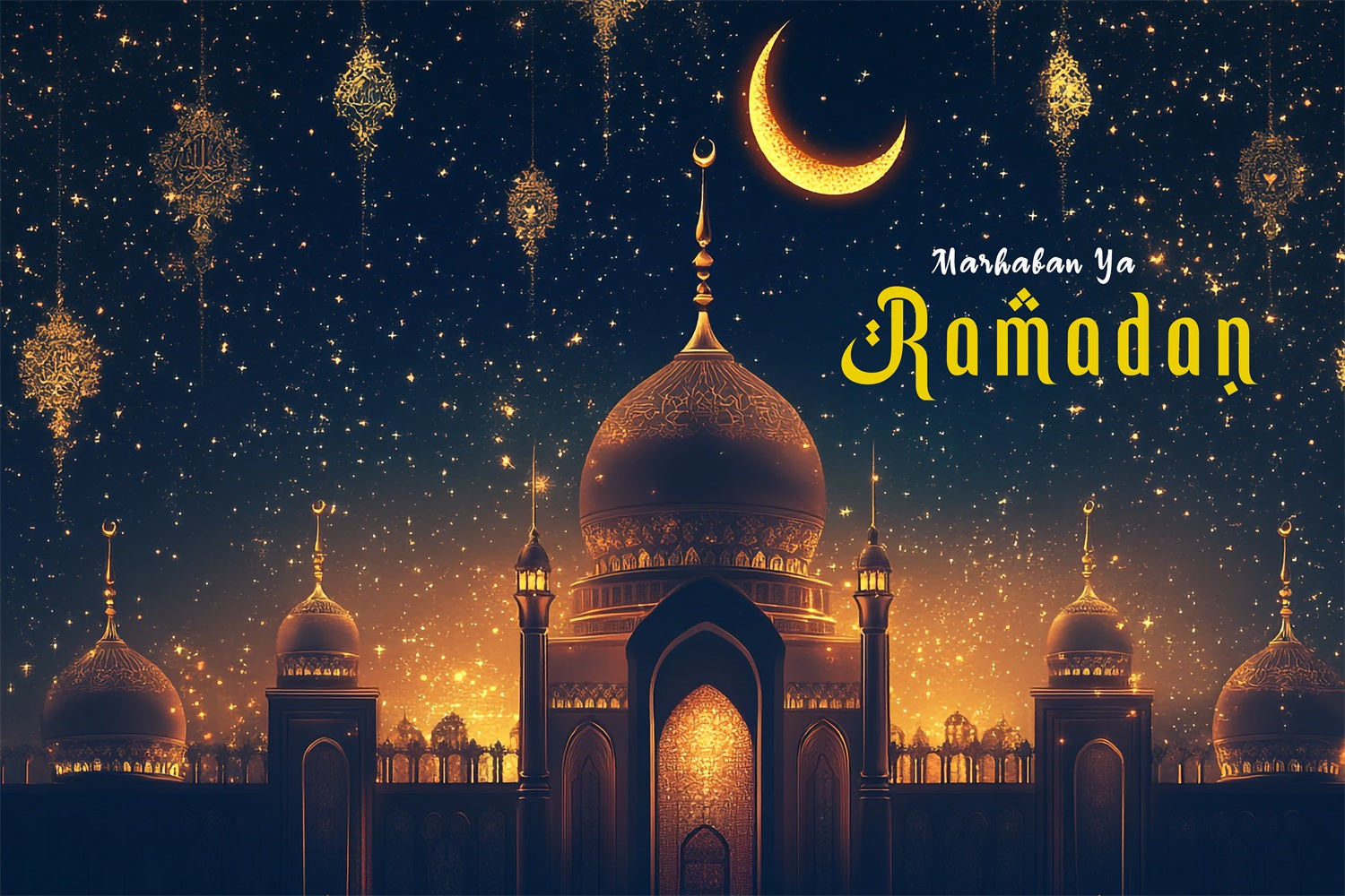 Ramadan Mubarak Backdrop Sternenhimmel Moschee Nacht Backdrop GQ3-30