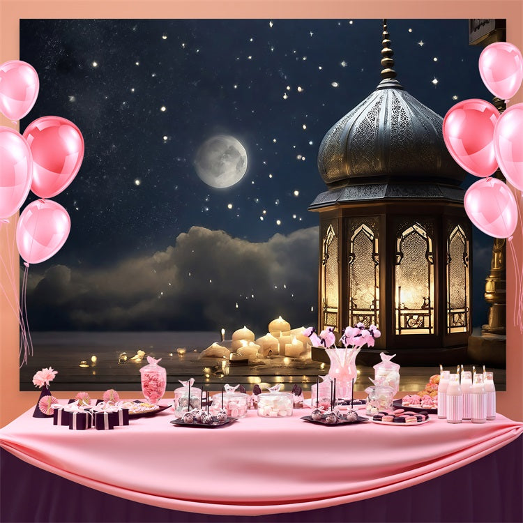 Ramadan Backdrops Sternenhimmel Laterne Glühen Backdrop GQ3-32